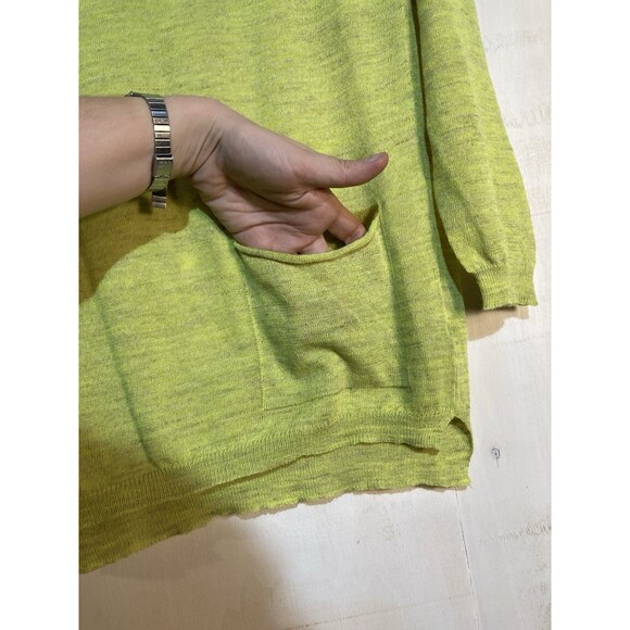 Roberto Collina Italian Luxury Fine Knit Linen Blend Sweater Bright Green Small - Picture 2 of 11
